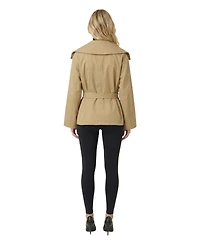 Modenaire Women's Belted Wrap Wide-Lapel Jacket