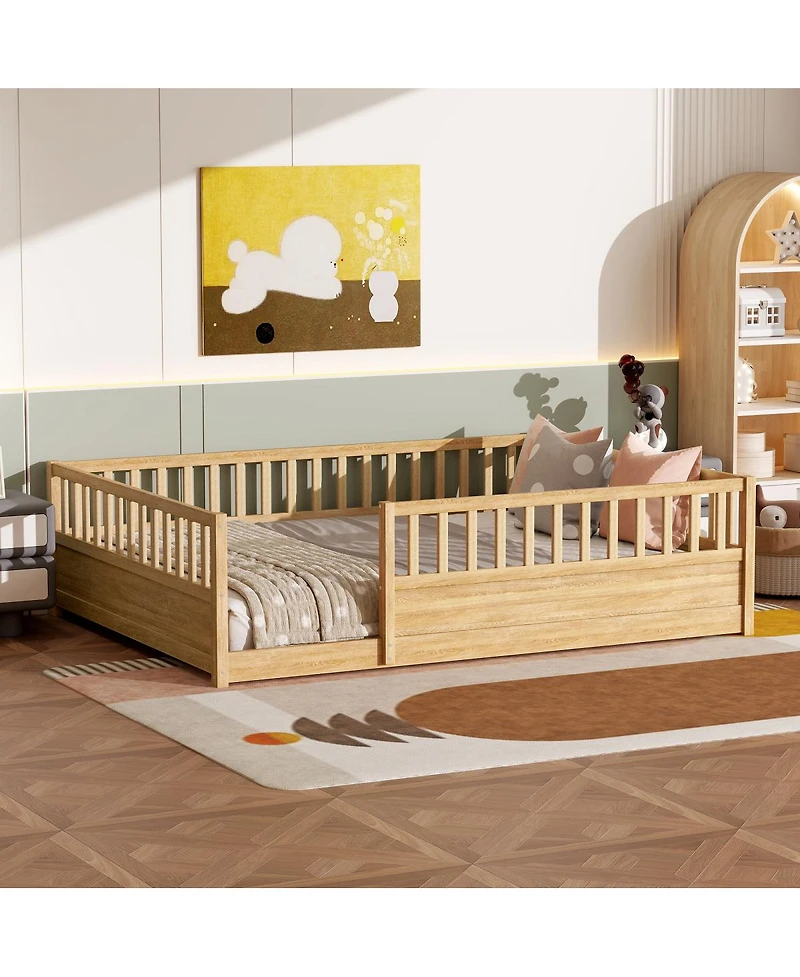 Streamdale Furniture Montessori Floor Bed with Safety Guardrails