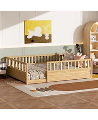 Streamdale Furniture Montessori Floor Bed with Safety Guardrails