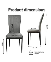 Streamdale Furniture Set of 4 Modern Velvet Dining Chairs with Metal Legs