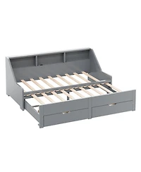 Streamdale Furniture to King Daybed Frame with Storage Drawers and Charging Station