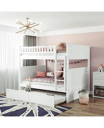 Streamdale Furniture Bunk Bed with Twin Trundle Pine Wood