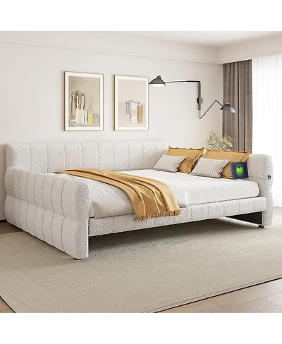 Streamdale Furniture King Size Upholstered Platform Bed with Usb