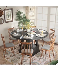 Streamdale Furniture 47-Inch Round Farmhouse Dining Table with Storage Base (Table Only)