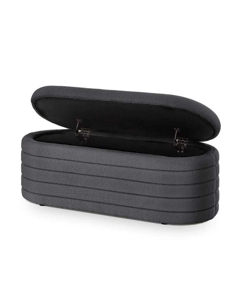 Streamdale Furniture Modern Oval Upholstered Storage Ottoman Bench