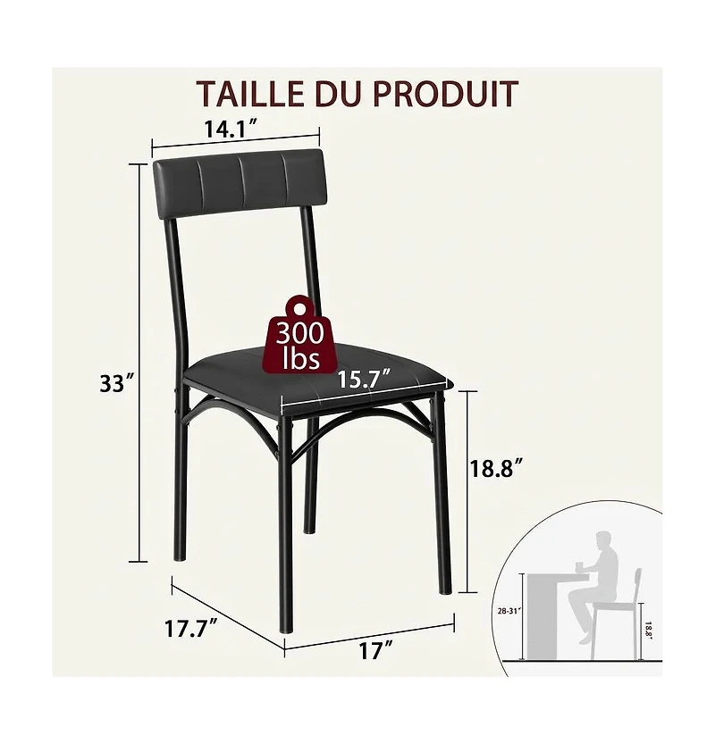 homfan Set of 2 Upholstered - 25.5" Industrial Bar Chairs with Backrest, Padded Kitchen Island Stools