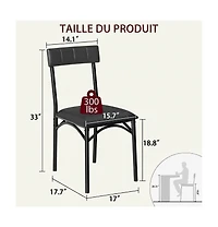 homfan Set of 2 Upholstered - 25.5" Industrial Bar Chairs with Backrest, Padded Kitchen Island Stools