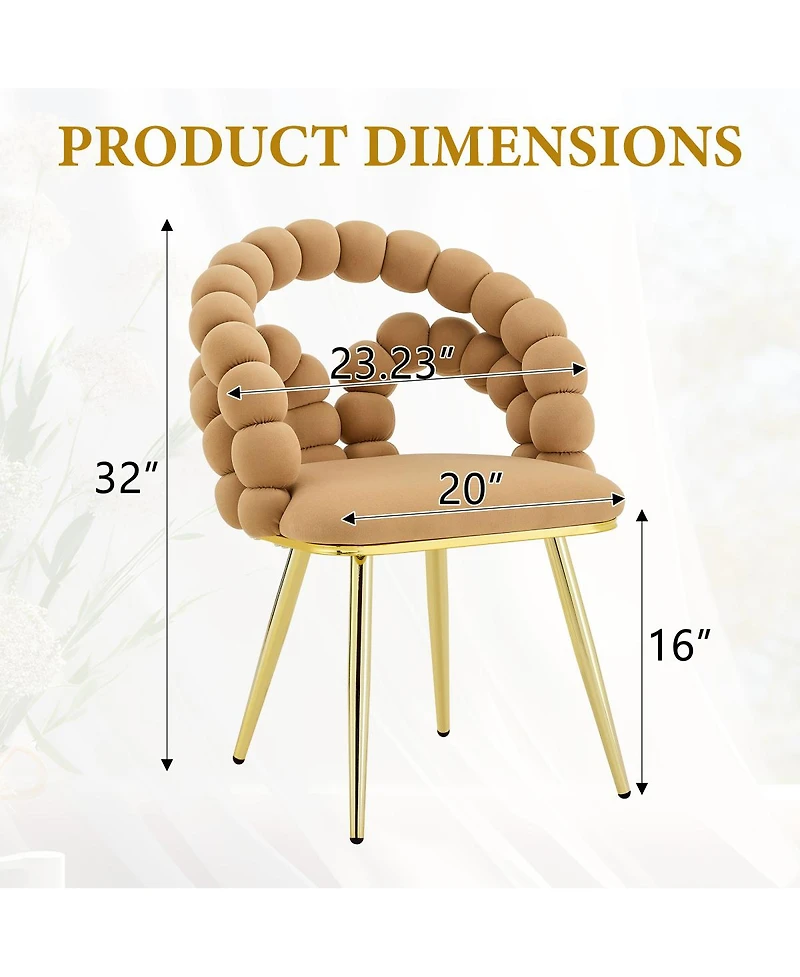Streamdale Furniture Modern Velvet Bubble Back Dining Chairs with Gold Legs