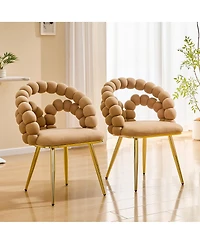Streamdale Furniture Modern Velvet Bubble Back Dining Chairs with Gold Legs