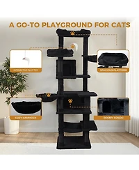 Streamdale Furniture 68in Multi-Level Cat Tree with Hammocks Cat Cave and Scratching Posts