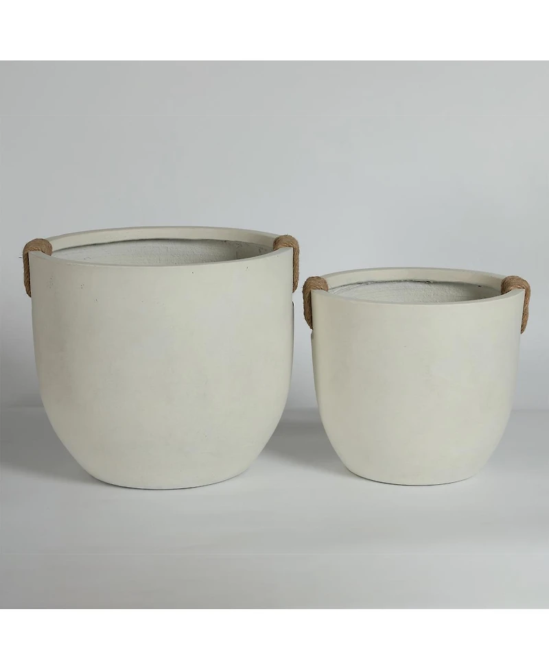 Streamdale Furniture Set of 2 Round Concrete Planter Pots 15'' and 18''