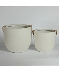 Streamdale Furniture Set of 2 Round Concrete Planter Pots 15'' and 18''