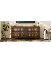Streamdale Furniture 80'' Heavy-Duty 2-Door Dog Crate End Table and Tv Stand