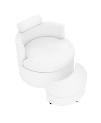 Slickblue Swivel Accent Chair with 360 Degree Rotation and Half Moon Storage Ottoman