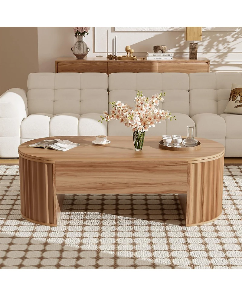 Streamdale Furniture 47.2'' Lift Top Coffee Table with Hidden Storage and Oval Design