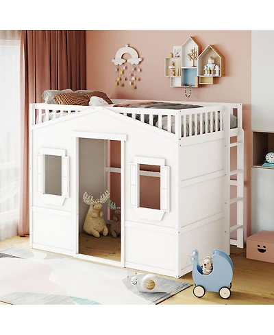 Streamdale Furniture Full Size House Loft Bed With Ladder