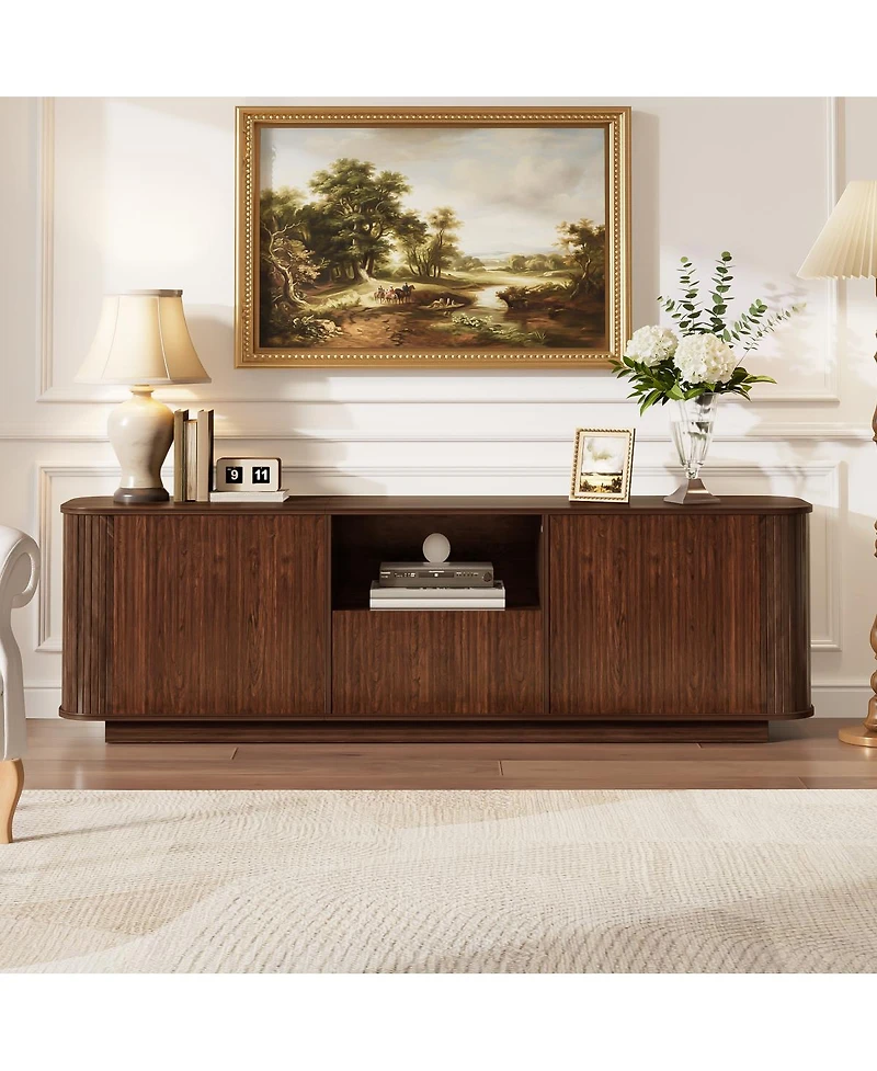 Streamdale Furniture 70-inch Modern Tv Stand for TVs up to 80'' with Storage and Curved Corners