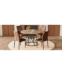 Streamdale Furniture 47.3 inch Round Wood Dining Table and 4 Fabric Chairs Set