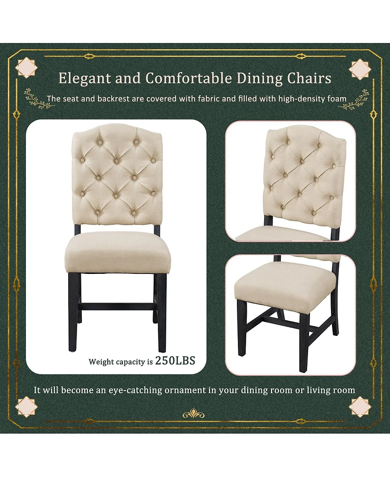 Streamdale Furniture Retro Style Upholstered Dining Chair Set (2-Pack Espresso)