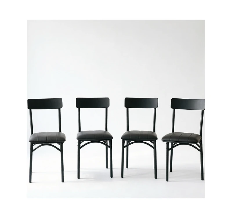 homfan Set of 4 Modern Upholstered Dining Chairs, High Curved Backrest with Padded Seat and Heavy Duty Steel Legs