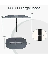 Sugift 13 Feet Double-Sided Patio Table Market Umbrella with Crank Handle