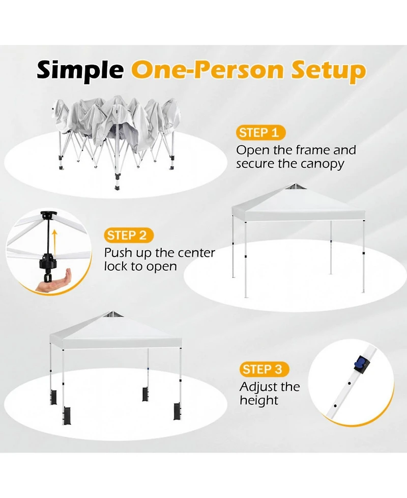 Sugift 10 x 10 Feet Commercial Pop Up Canopy Tent with One-Hand Center Lock