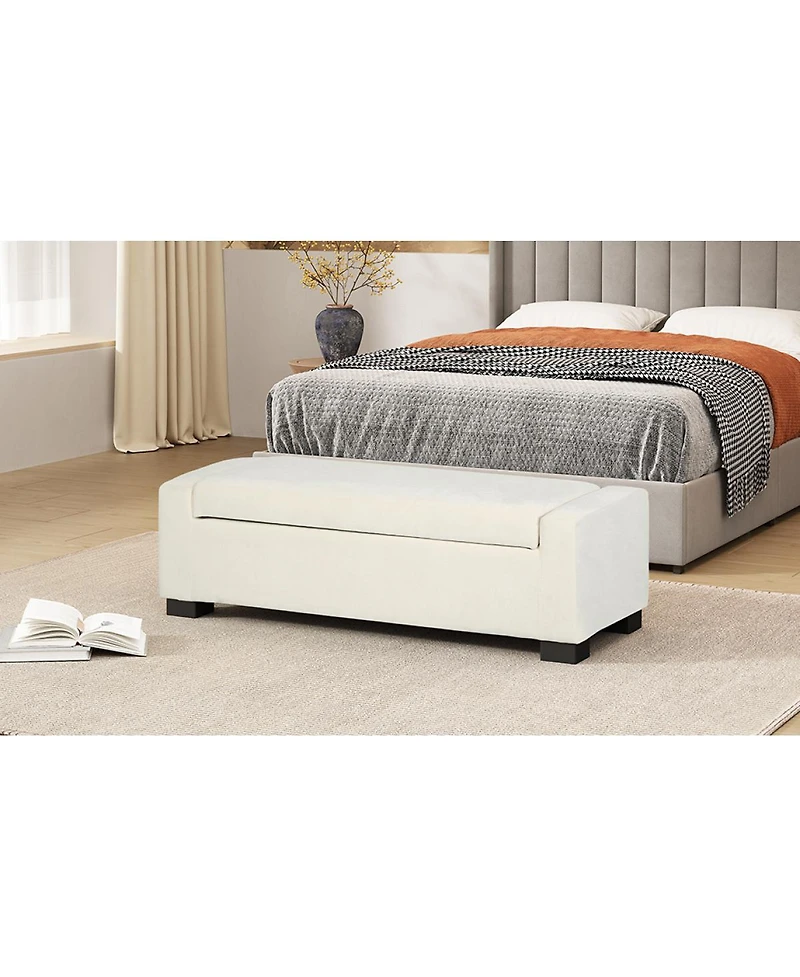 Streamdale Furniture 50'' Textured Fabric Rectangular Ottoman Bench with Hidden Storage