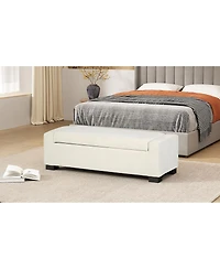 Streamdale Furniture 50'' Textured Fabric Rectangular Ottoman Bench with Hidden Storage