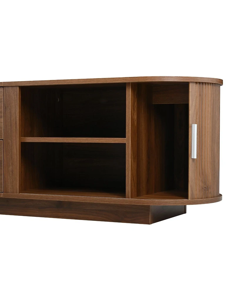 Streamdale Furniture Modern Tv Stand with Hidden Storage and Rounded Corners for 65''-70'' TVs