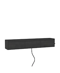Streamdale Furniture High-Gloss Wall-Mounted Tv Cabinet with Led Lights and Power Outlet