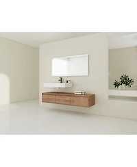 Sillysis 59 Inch Wall Mounted Bathroom Vanity with Resin Sink, 3 Soft Close Drawers, Modern Floating Cabinet for Spacious Storage