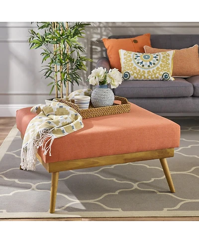 Streamdale Furniture 33'' Large Square Upholstered Farmhouse Ottoman Coffee Table