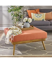 Streamdale Furniture 33'' Large Square Upholstered Farmhouse Ottoman Coffee Table