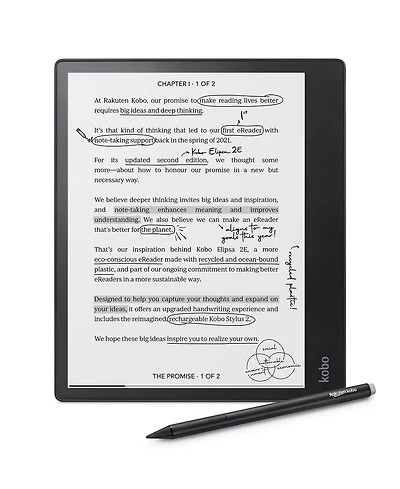 Kobo Elipsa 2E eReader | 10.3" Glare-Free Touchscreen with ComfortLight Pro | Includes Kobo Stylus 2 | Carta E Ink Technology | 32GB of Storage