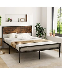 Gouun Platform Queen Size Bed with Headboard and Footboard