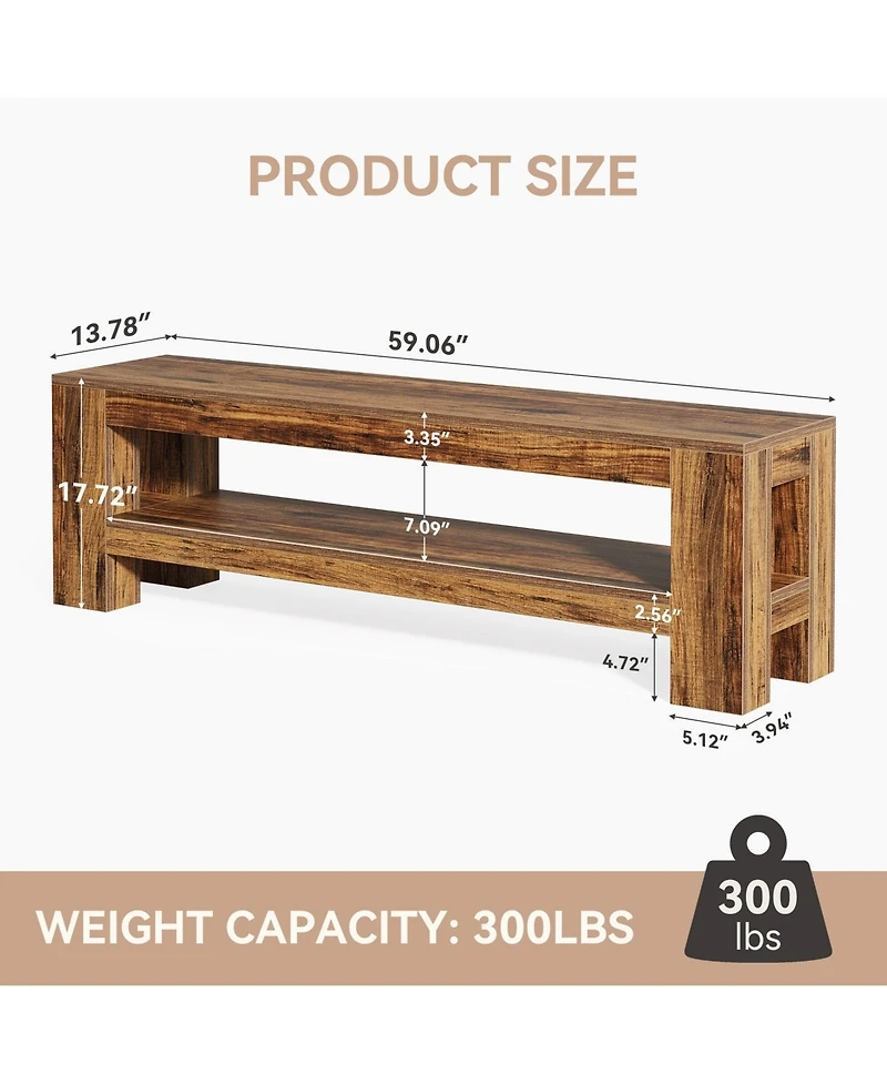 Slickblue Farmhouse Entryway Bench with Wooden Shoe Shelf