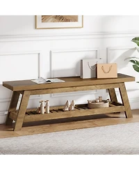 Slickblue 2-Tier Entryway Bench with Shoe Storage for Foyer
