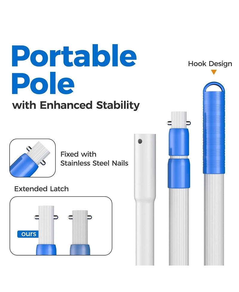 Xdovet Pool Skimmer Net Leaf Rake Adjustable Pole