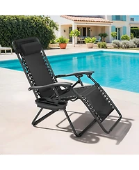 Aofar Zero Gravity Lounge Chair Folding Recliner Cup Holder Tray