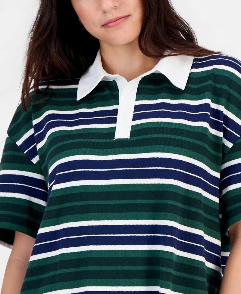 Bar Iii Women's Short-Sleeve Lace-Trim Rugby Dress, Macy's Exclusive