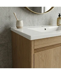 Midola Ceramic Bathroom Vanity Sink Top with Single Hole, Drop in Bathroom Vessel Sink Bowl Rectangle for Bathroom