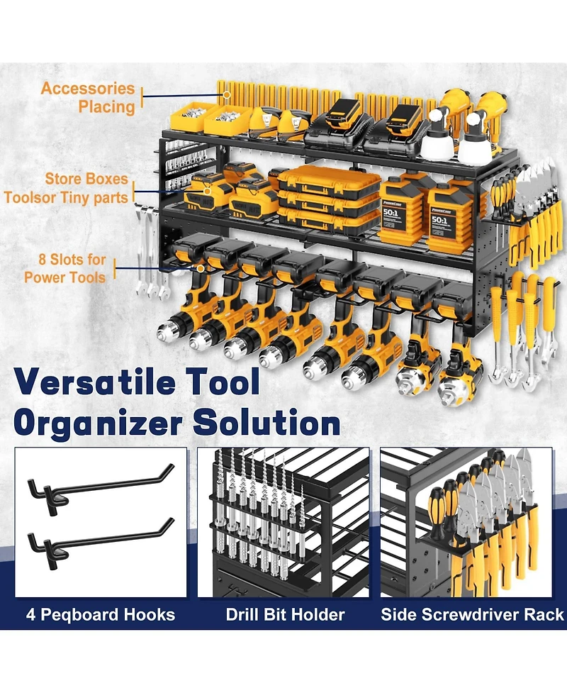 Xdovet Power Tool Organizer Wall Mount Metal Drill Holder Storage Rack