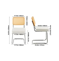 Sugift Mid Century Modern Rattan Dining Chairs Set of 2, Velvet Upholstered Seat with Woven Back