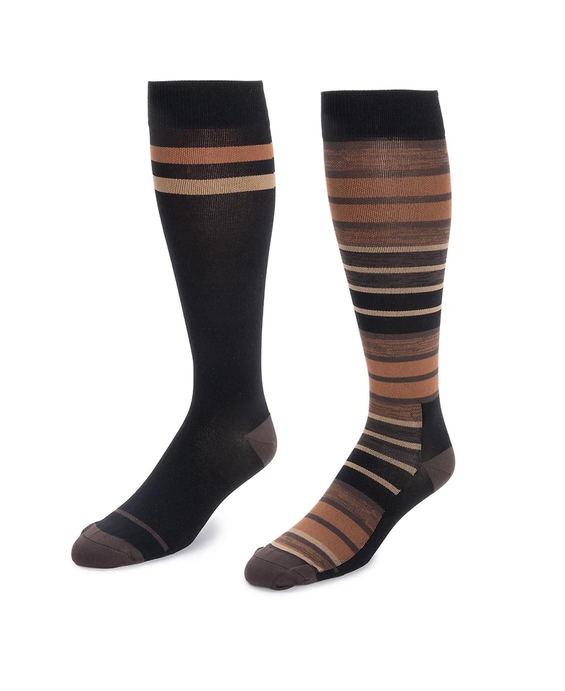 Muk Luks Men's 2 Pair Pack Compression Knee Hi Nylon Socks