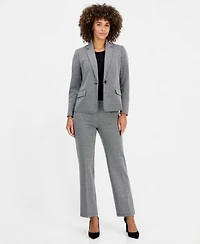 Kasper Womens Knit Jacquard Notched Collar Blazer Audrey Pull On Trousers