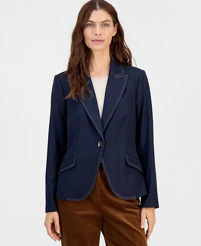 Tahari Asl Women's Denim Single-Button Blazer
