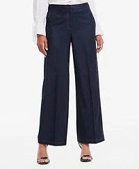 Tahari Asl Women's Wide-Leg Mid-Rise Denim Pants, 31" Inseam