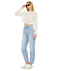 KanCan Women's Rea Ultra High Rise Tapered Wide-Leg Jeans