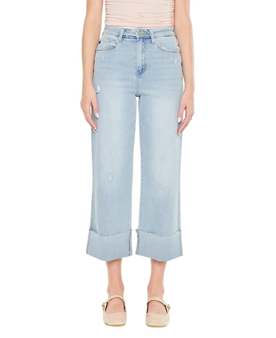 KanCan Women's Sully 90's Crop Wide-Leg Jeans