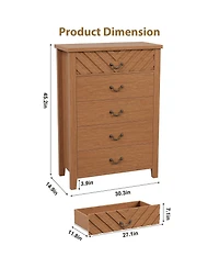 homfan 5 Drawer Dresser with Wide Top and Anti Tip Kit, Tall Storage Chest for Bedroom, Nursery, Living Room, Entryway